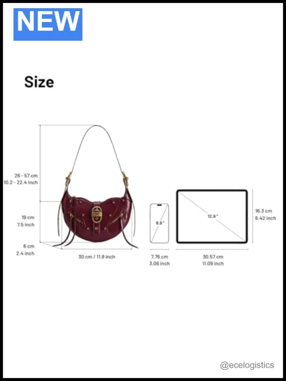 Vegan Leather Tessa Shoulder Bag Crossbody with Adjustable Strap